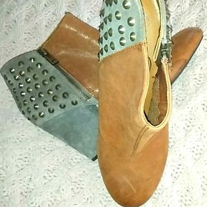 Studded sude booties